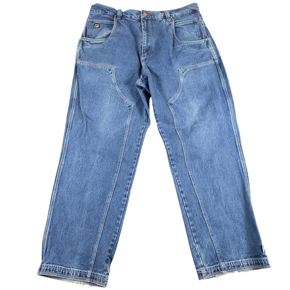 VTG FUBU Jeans‎ Mens Fits 38x32 Wide Leg Baggy Double Knee 90s Streetwear Y2K